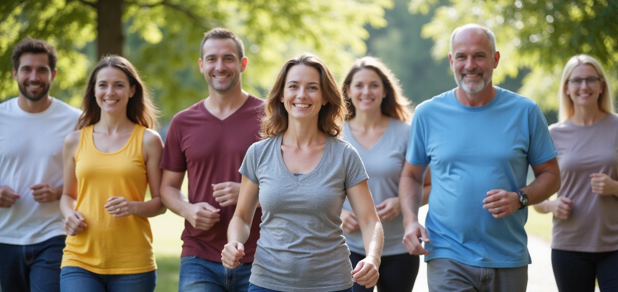 Diverse group of people, various ages and backgrounds, healthy and active