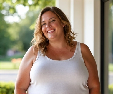 Person confidently standing after weight loss, healthy and happy