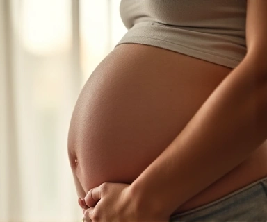Pregnant woman and a mother with a baby, gentle and caring