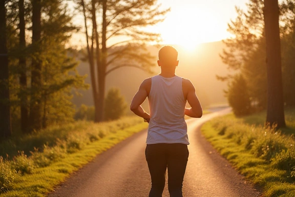 Person running outdoors, feeling motivated and healthy
